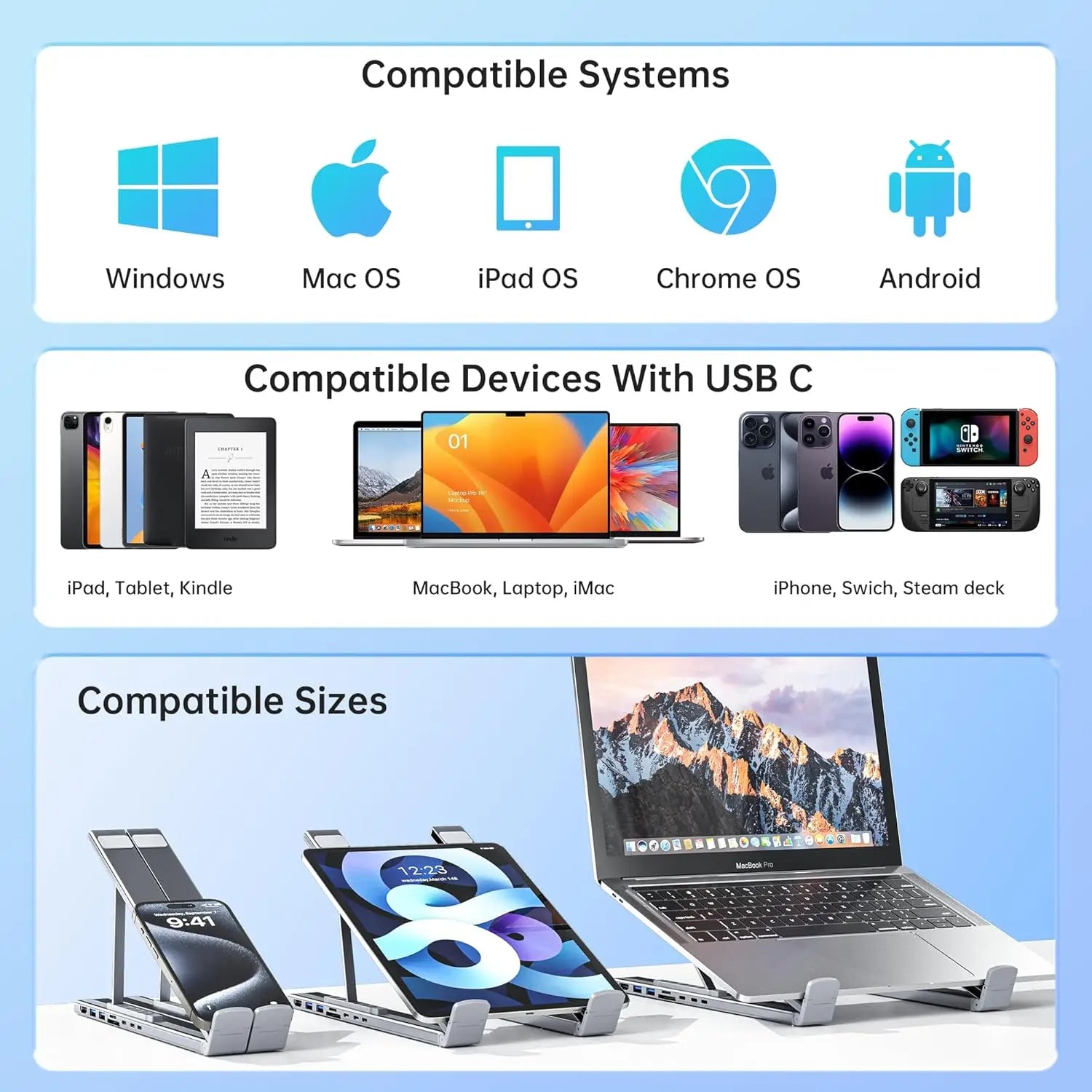 USB C Laptop Docking Station And Stand