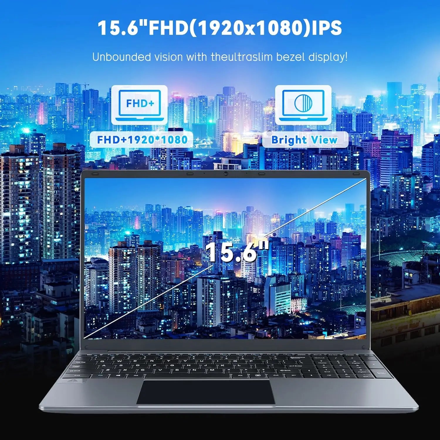 15.6 Inch Laptop Windows 11 Notebook 16G RAM 512GB SSD