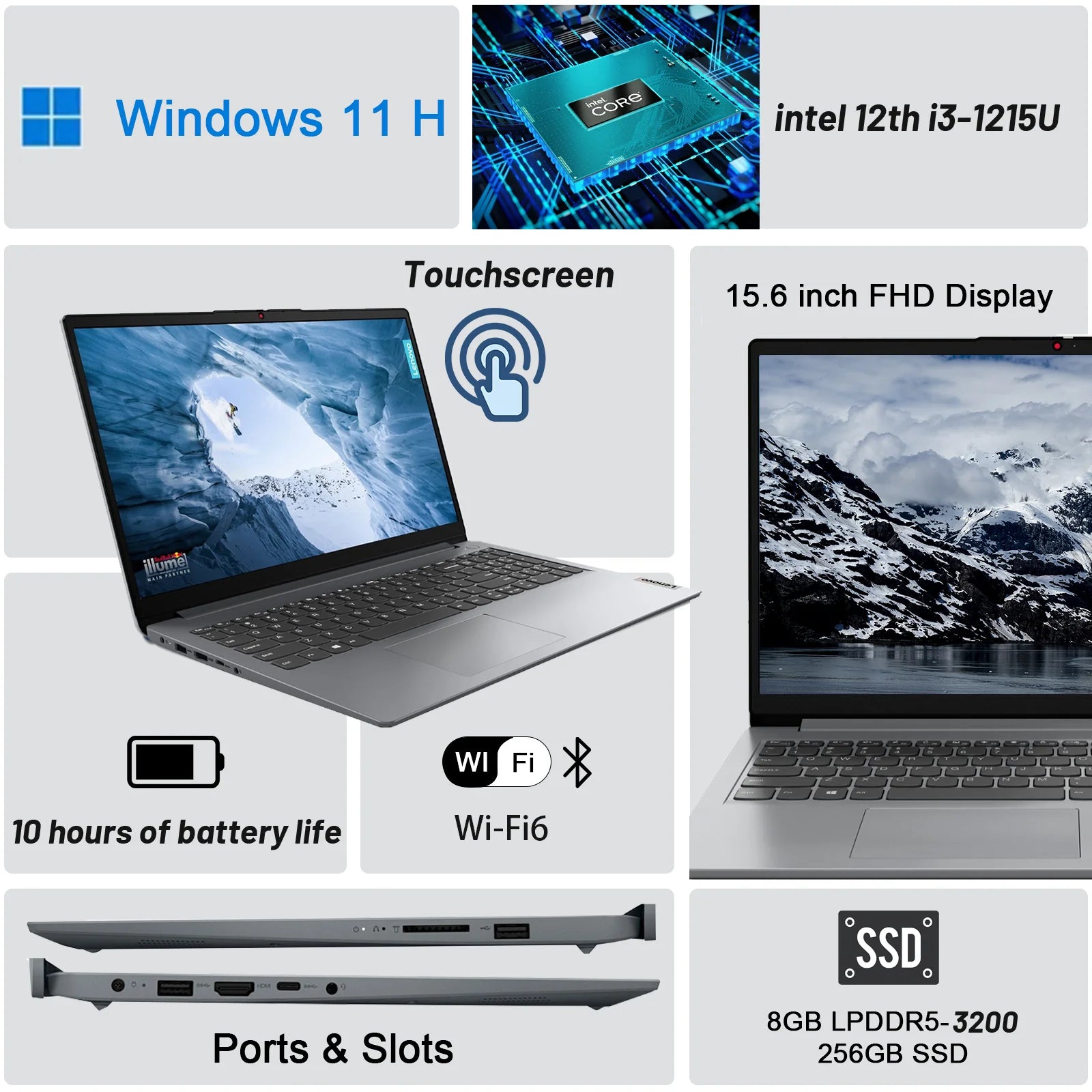 Lenovo Ideapad 1i 15.6" Touch Laptop, Intel Core