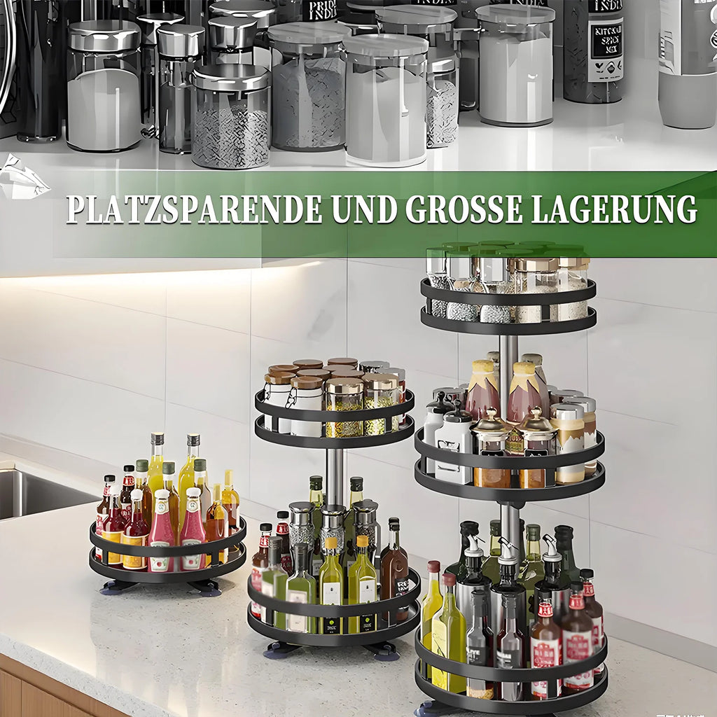 3 Tier Turntable Spice Rack, Metal Rotating