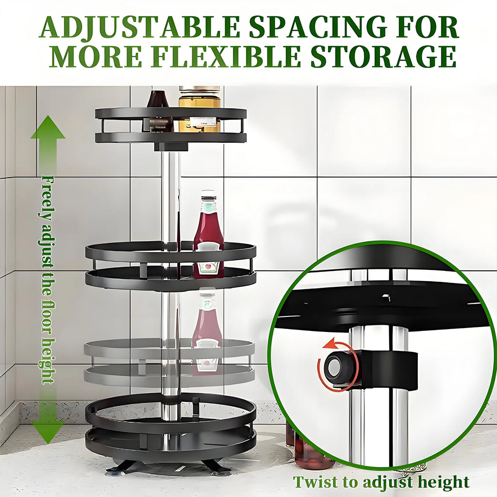 3 Tier Turntable Spice Rack, Metal Rotating
