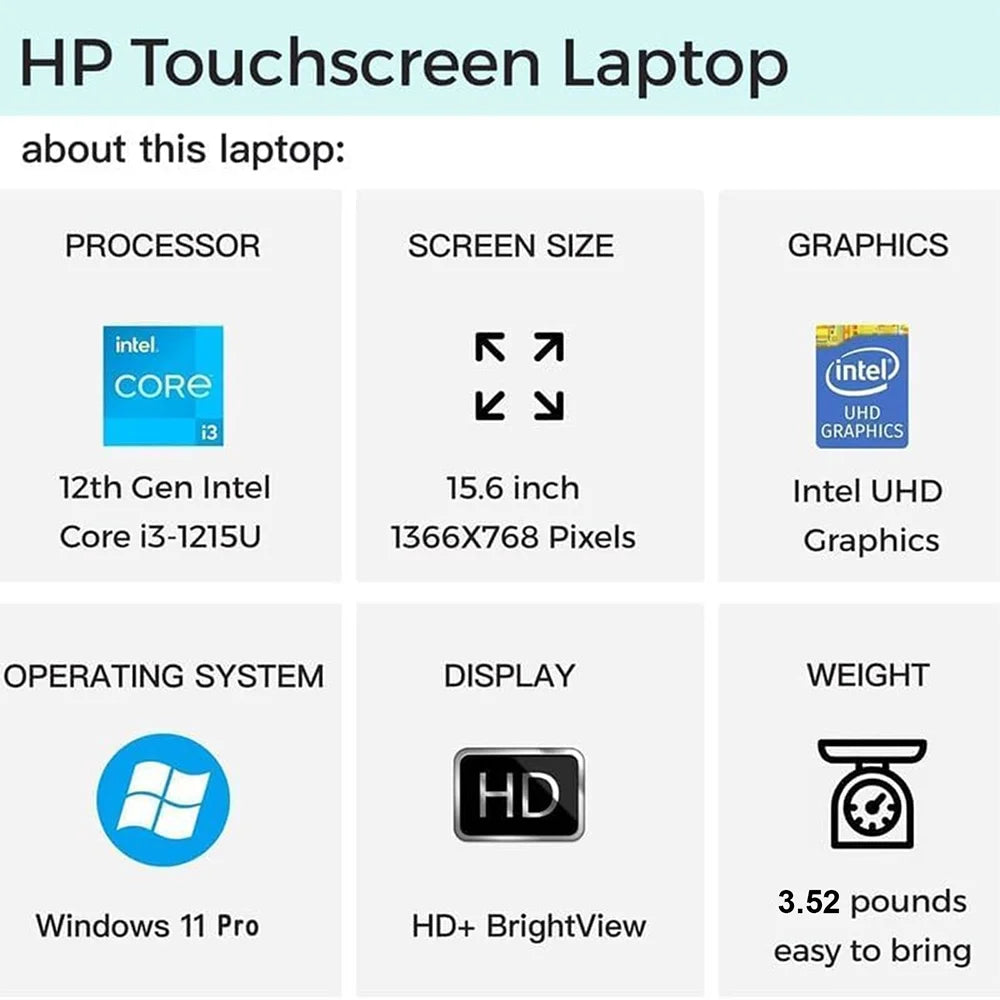 HP 2024 Newest Business Laptop,15.6" Touchscreen
