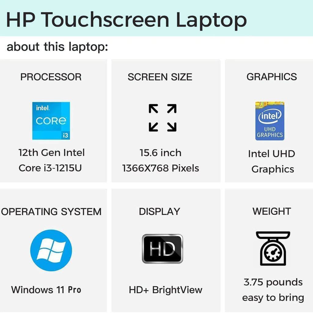 HP 2024 Business Laptop, 15.6" Touchscreen Laptop