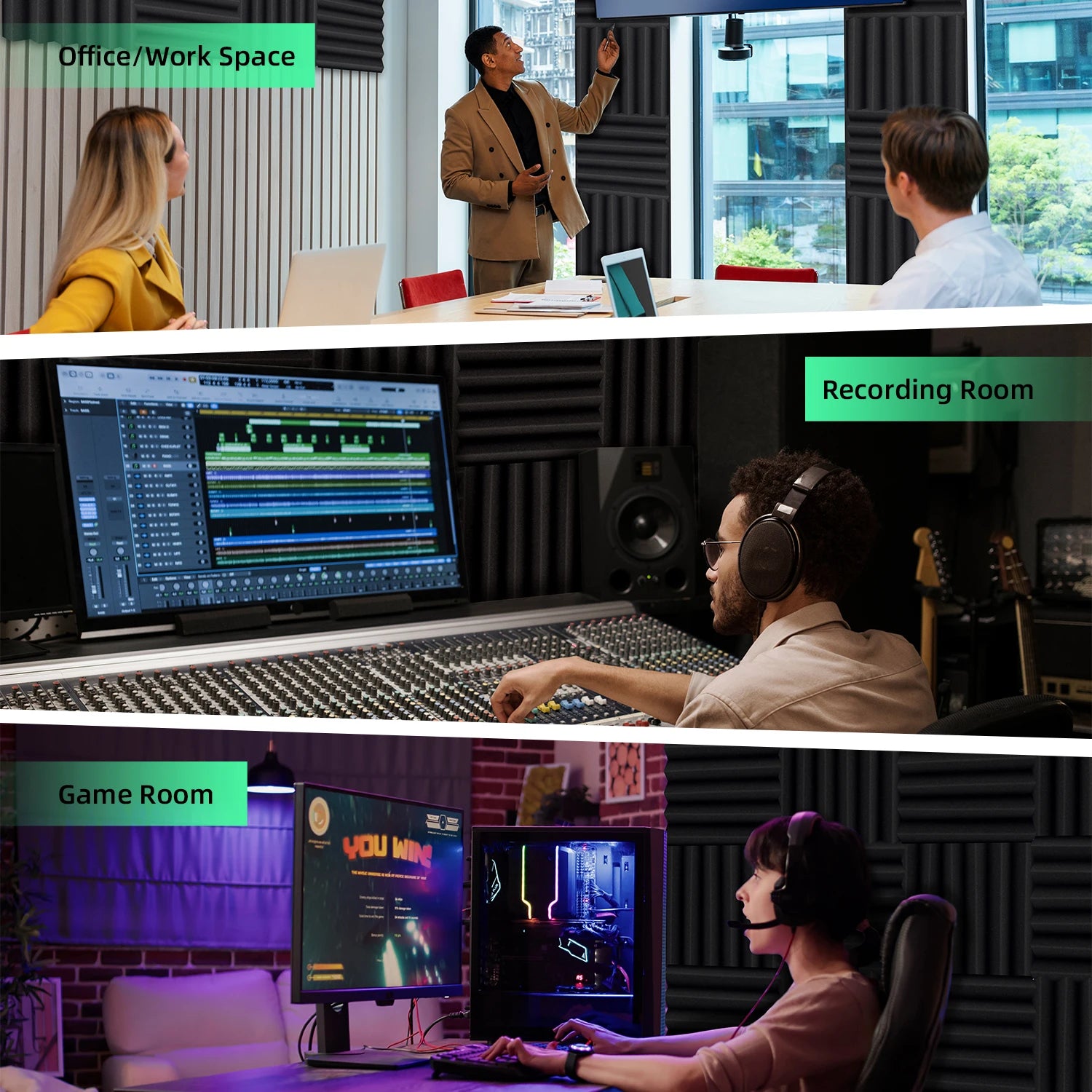 Studio Acoustic Foam 12 Pack High Density Soundproof Foam