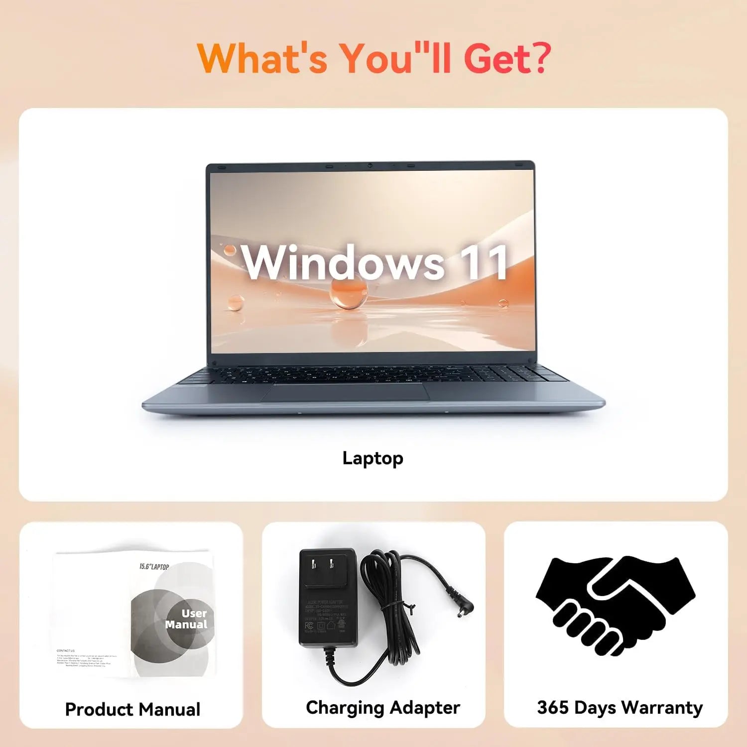 Notebook 15.6 Inch Laptop Windows 11 Portable Intel Celeron