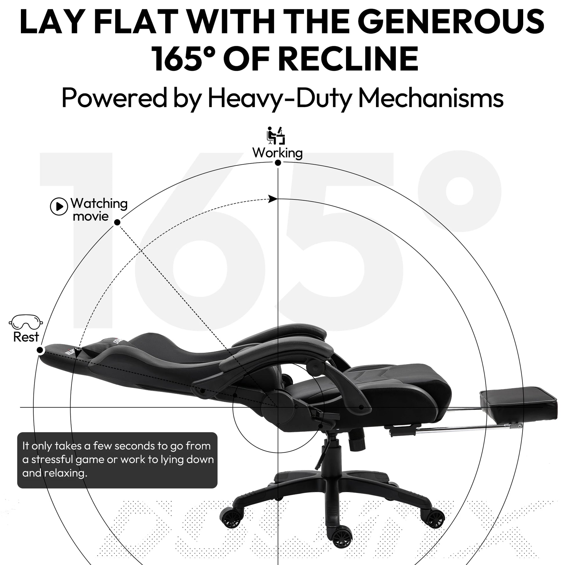 Dowinx  Ergonomic Office Recliner w/Massage Lumbar Support
