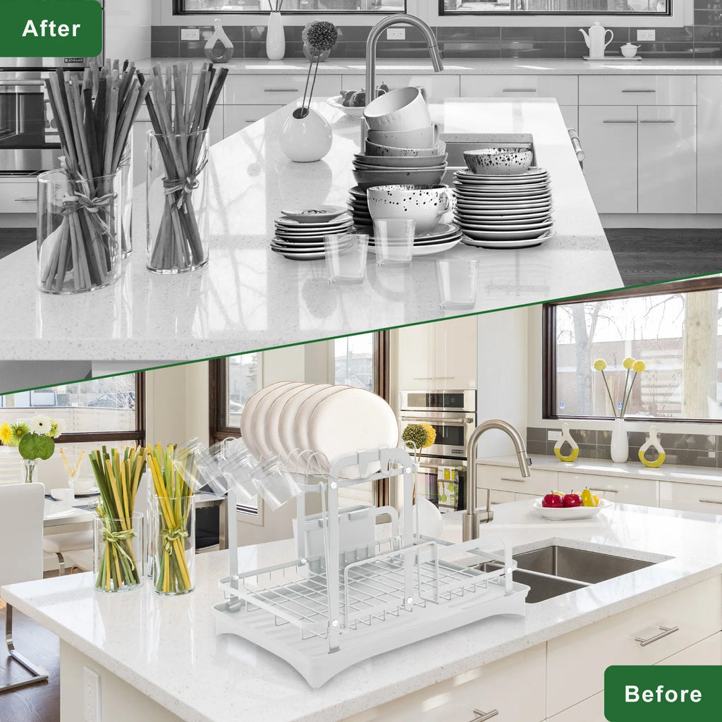 2-Tier Dish Drying Rack Large Rust-Proof H-Shaped