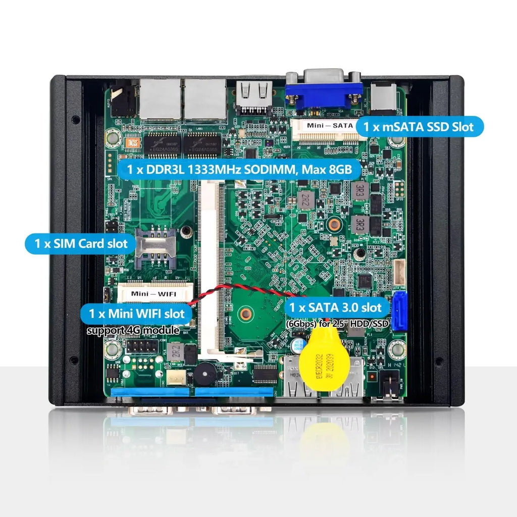 CWWK Fanless Mini PC Celeron N2840 w/8GB RAM64GB SSD