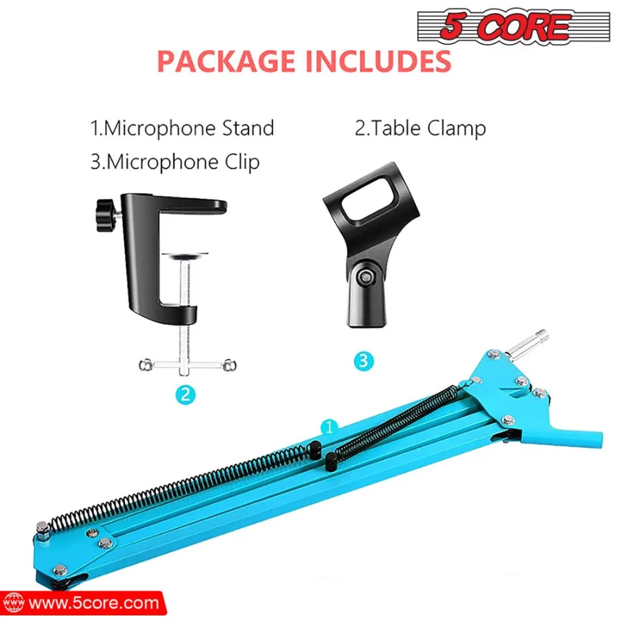 5 Core Mic Arm Adjustable Boom Microphone Stand Desk Mount