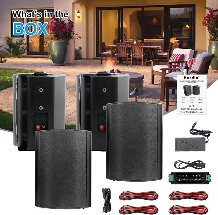 Herdio 4PCS 6.5‘’ 800W Outdoor Bluetooth Speakers Waterproof