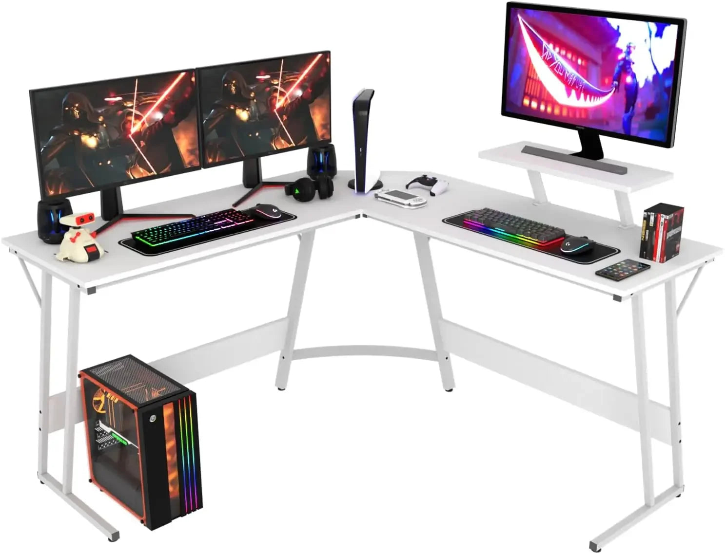L Shaped Corner Large Desktop  Work Place