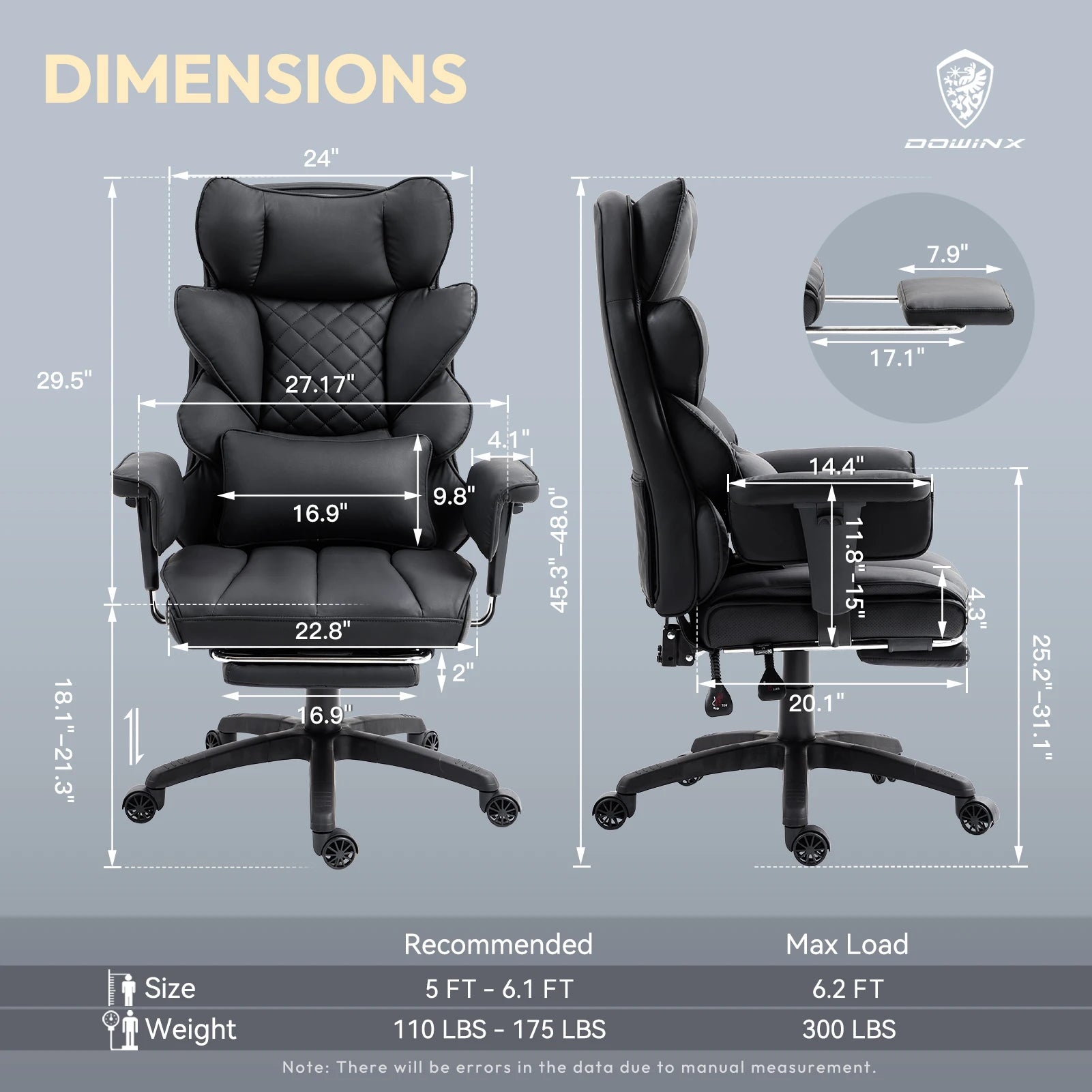 Dowinx Pocket Spring Cushion and Lumbar Support, w/Armrests