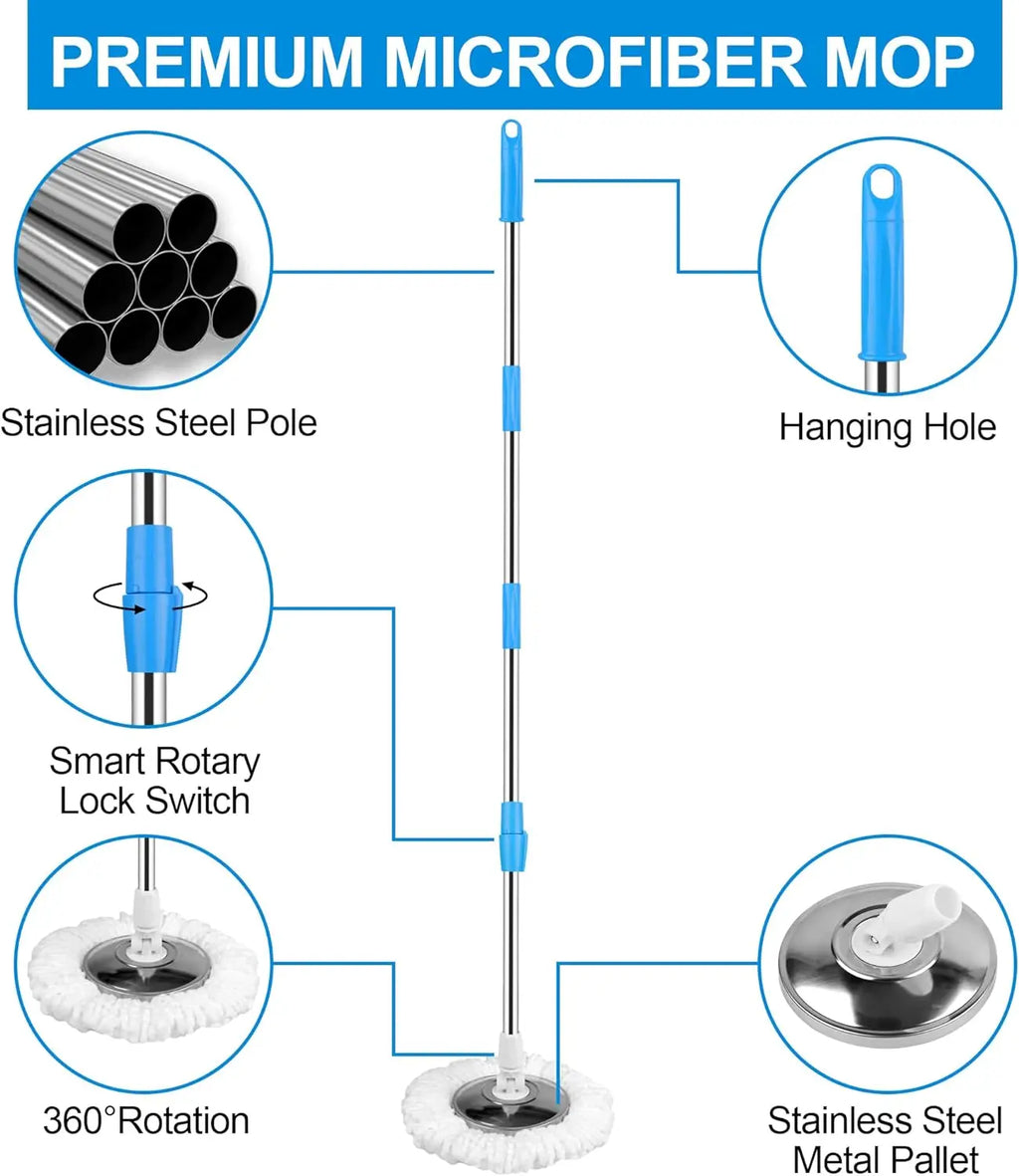 3 Microfiber Replacement Heads, 61" Extended Handle Household Item
