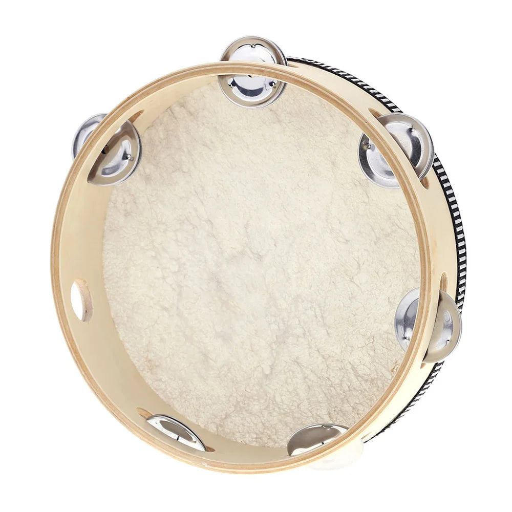 Drum 8 Inch Handheld Tambourine with Metal Jingles