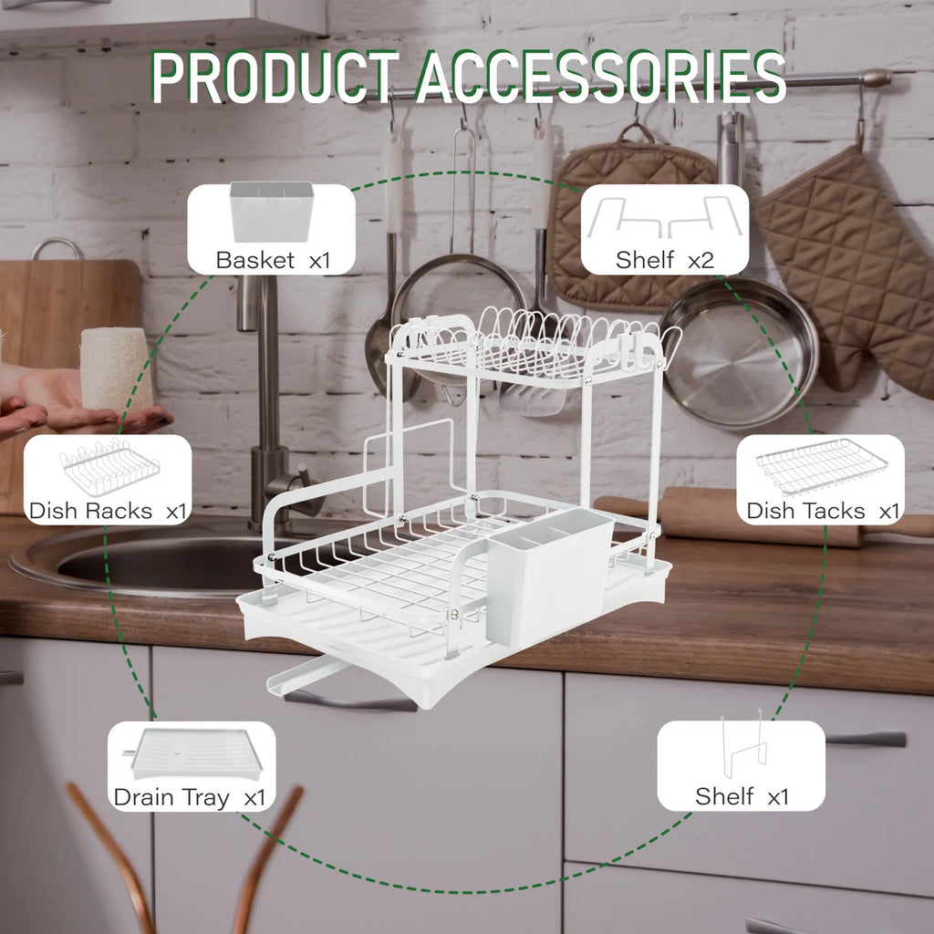 2-Tier Dish Drying Rack Large Rust-Proof H-Shaped