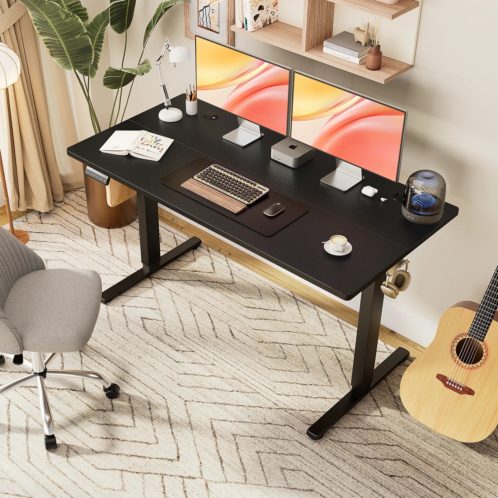 JHK Electric Stand Up Sit Stand Computer Workstation
