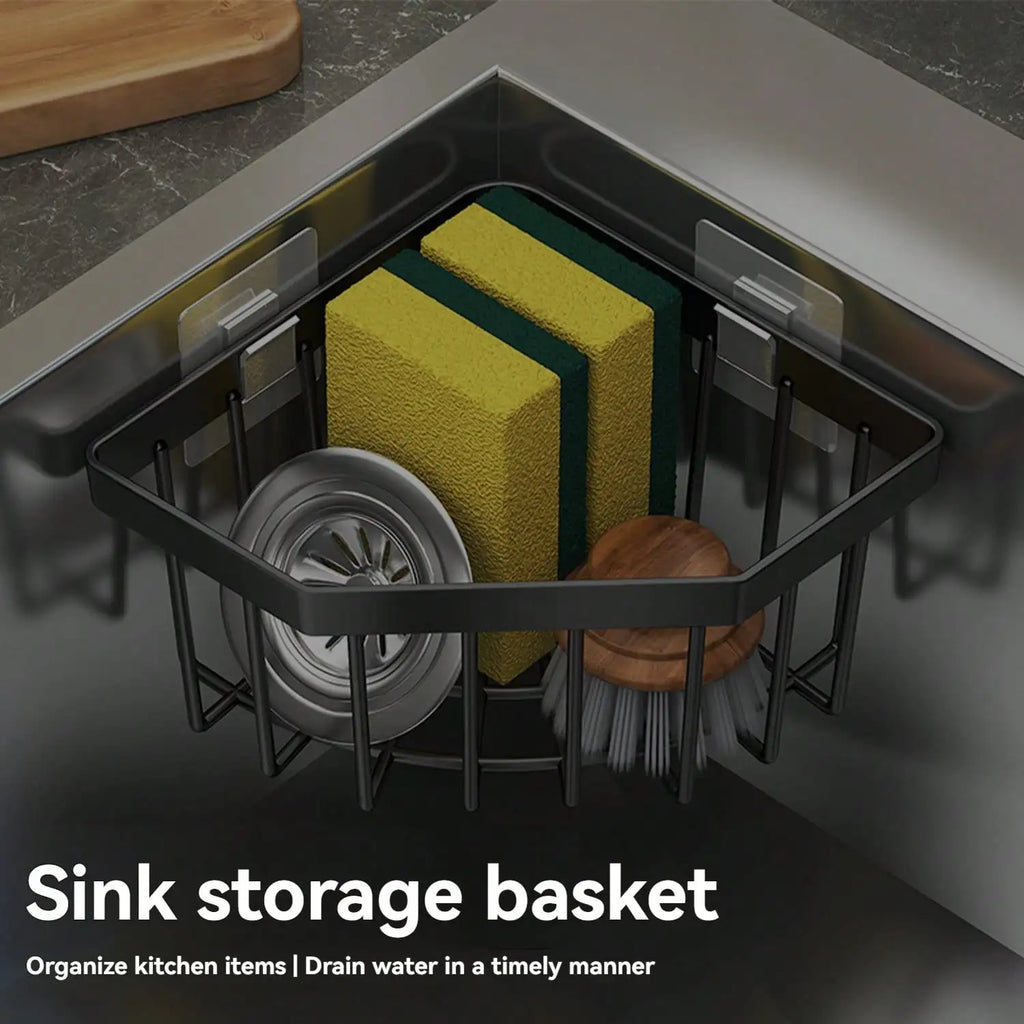Adhesive Stainless Steel Sink Sponge Caddy for Kitchen