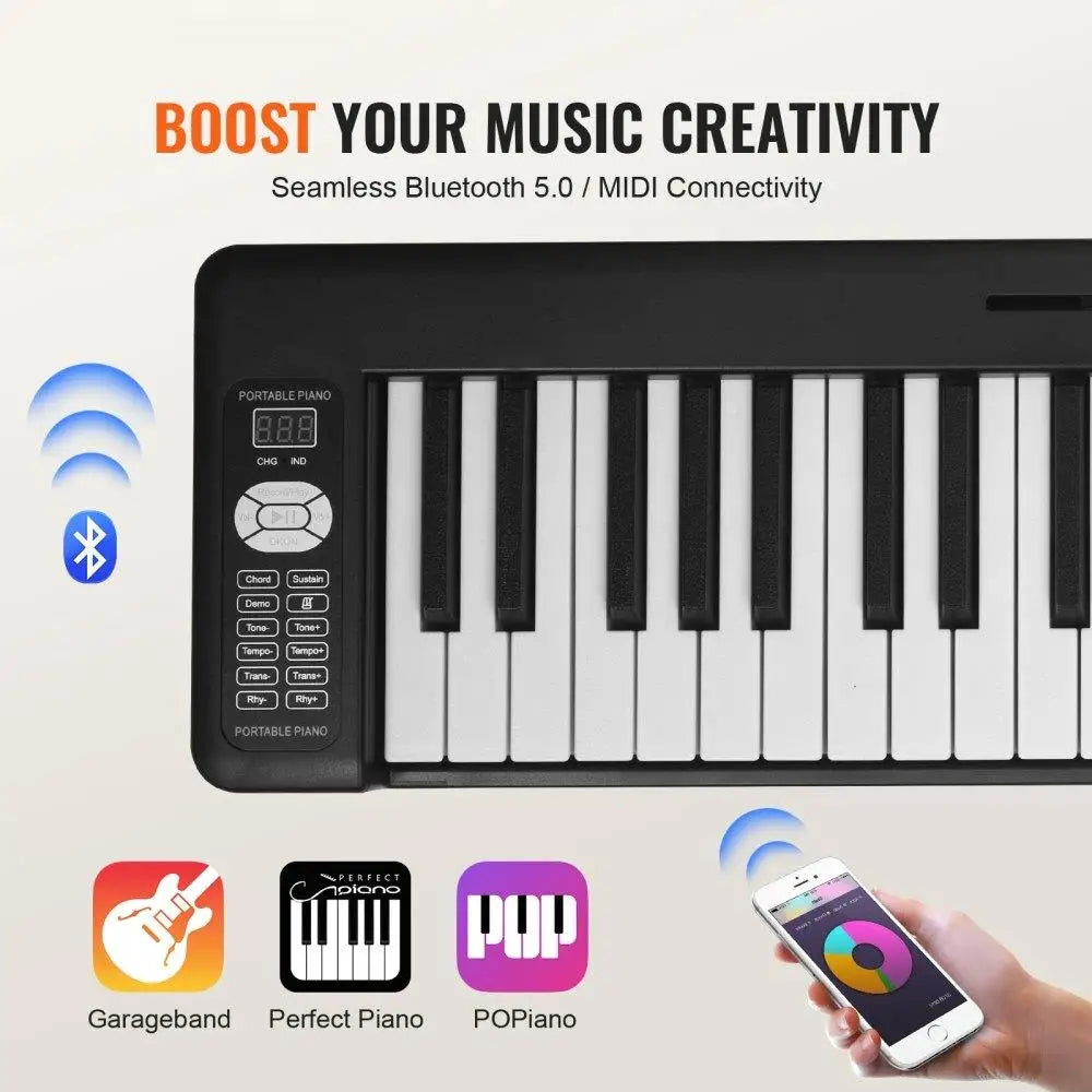 61 Key Folding Portable Keyboard Piano Bluetooth