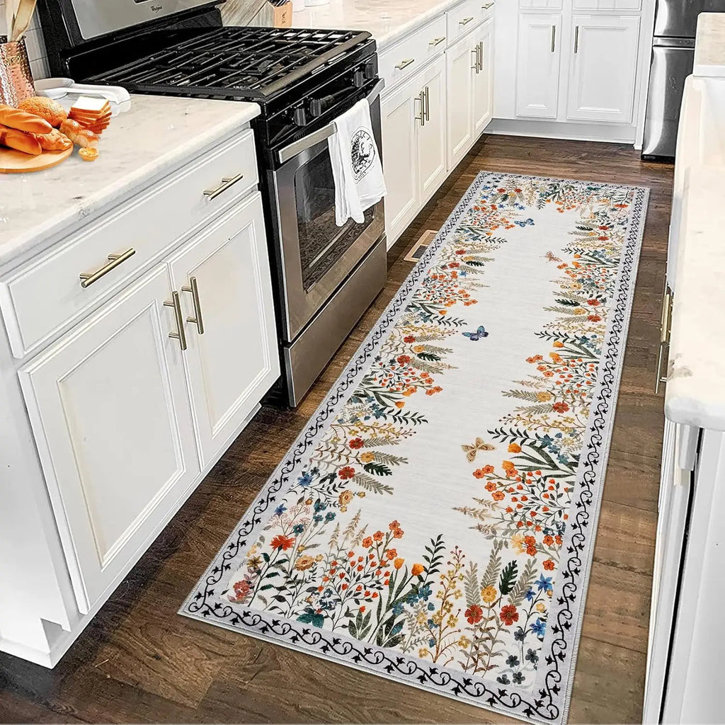 Washable Area Rugs Non-Slip Floral for any Room