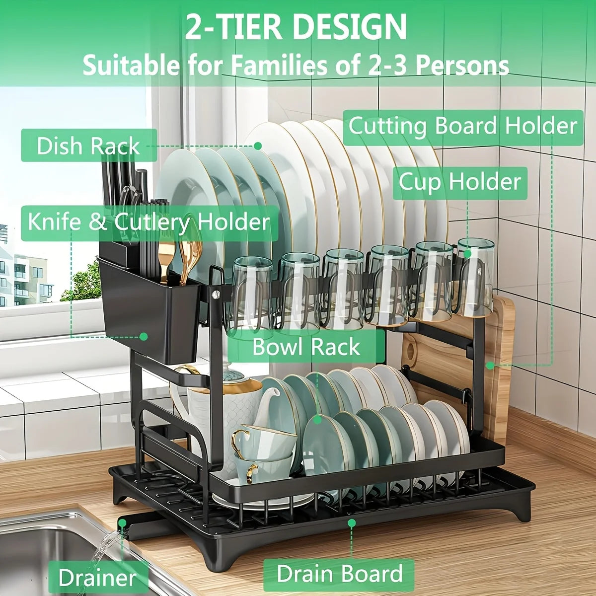 Drying Rack with Drainboard, Carbon Steel Kitchen