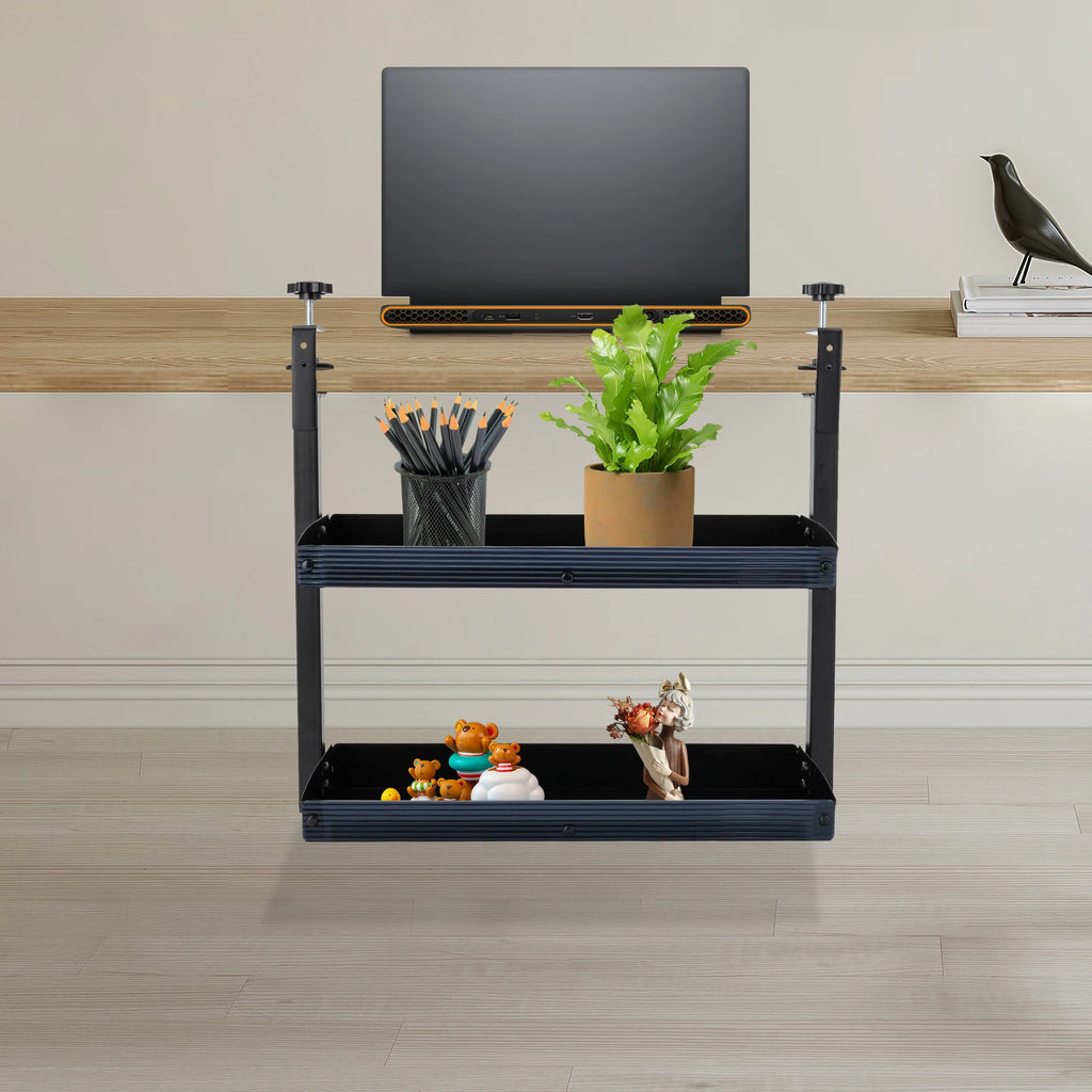 2-tier Clamp-on Desk Shelf Storage Display