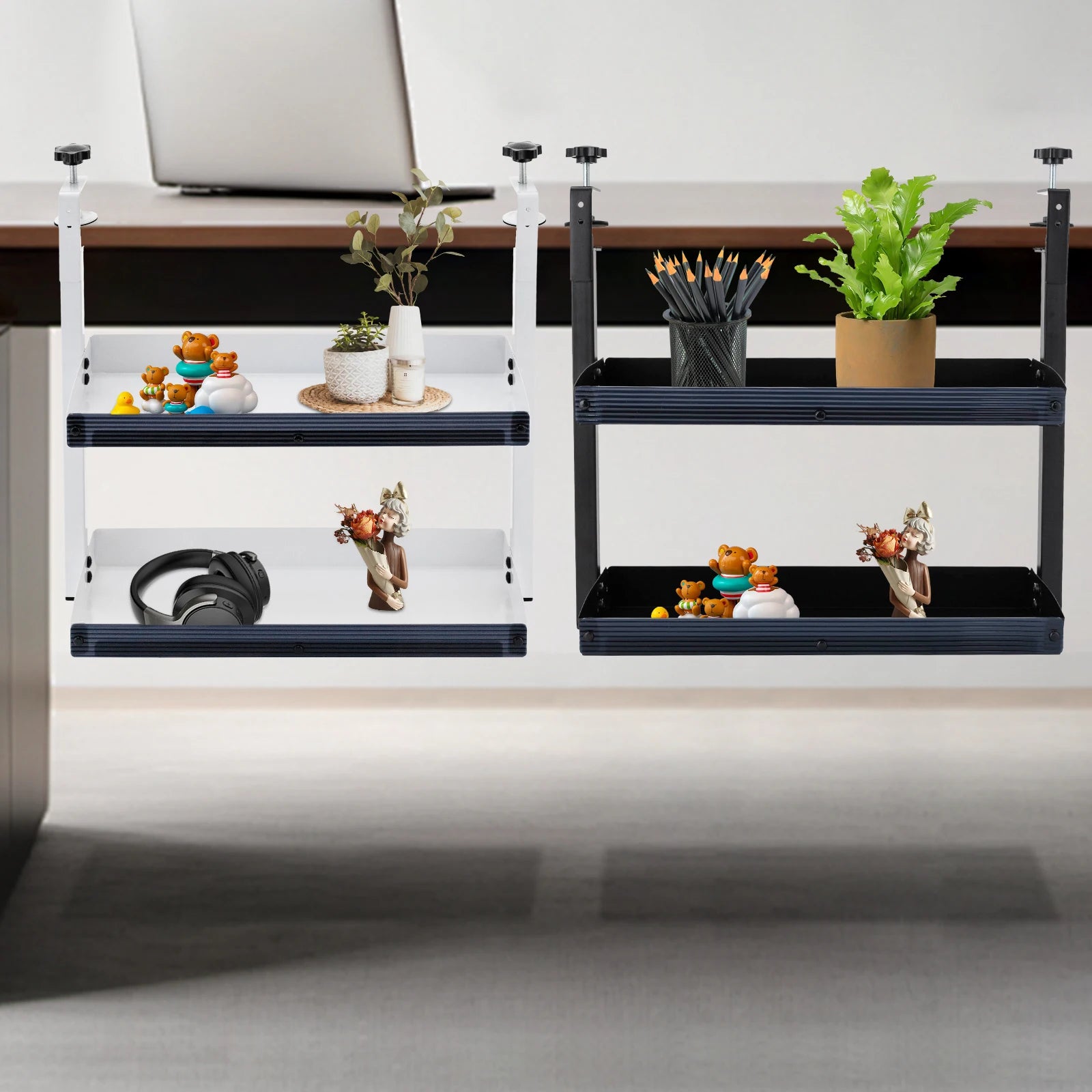 2-tier Clamp-on Desk Shelf Storage Display
