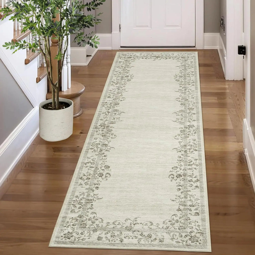 Washable Area Rug Floral Bordered for any Room