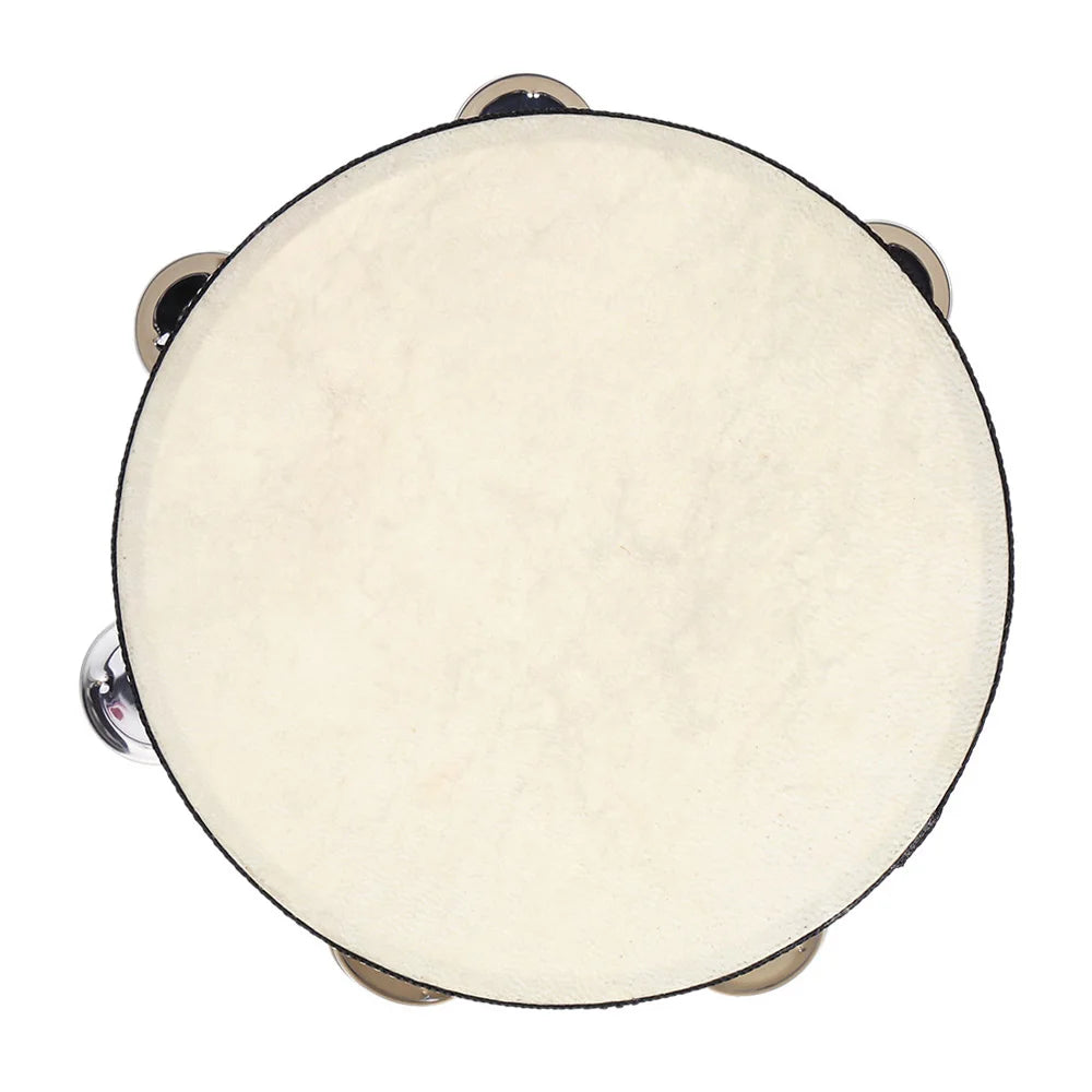 Drum 8 Inch Handheld Tambourine with Metal Jingles