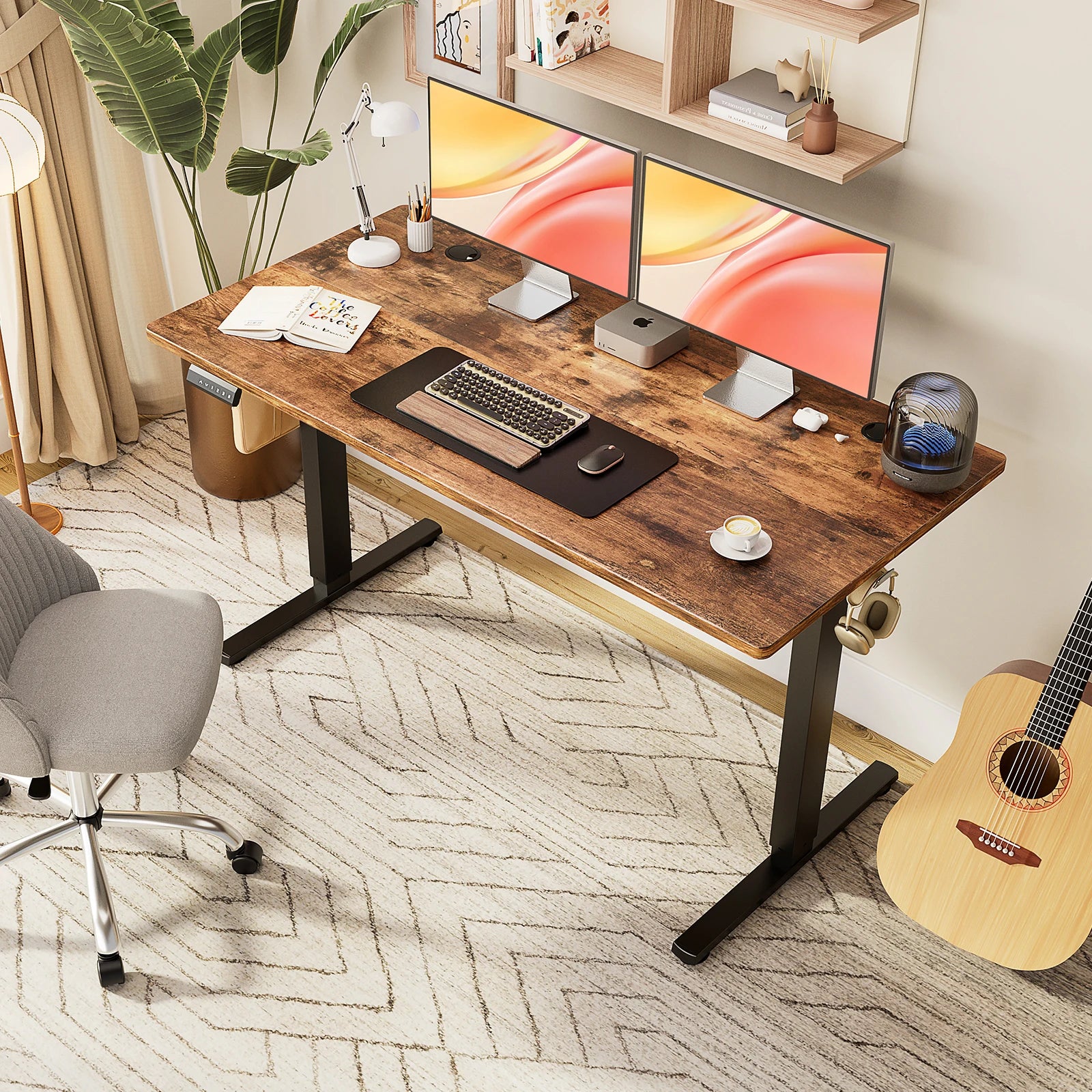 JHK Electric Stand Up Sit Stand Computer Workstation
