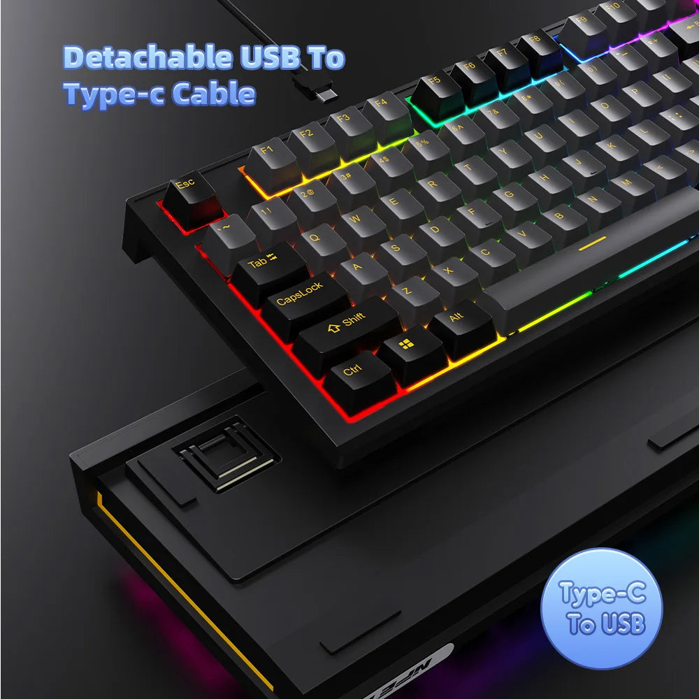NPET 87 Keys RGB Mechanical Keyboard, Wired Gaming And Office