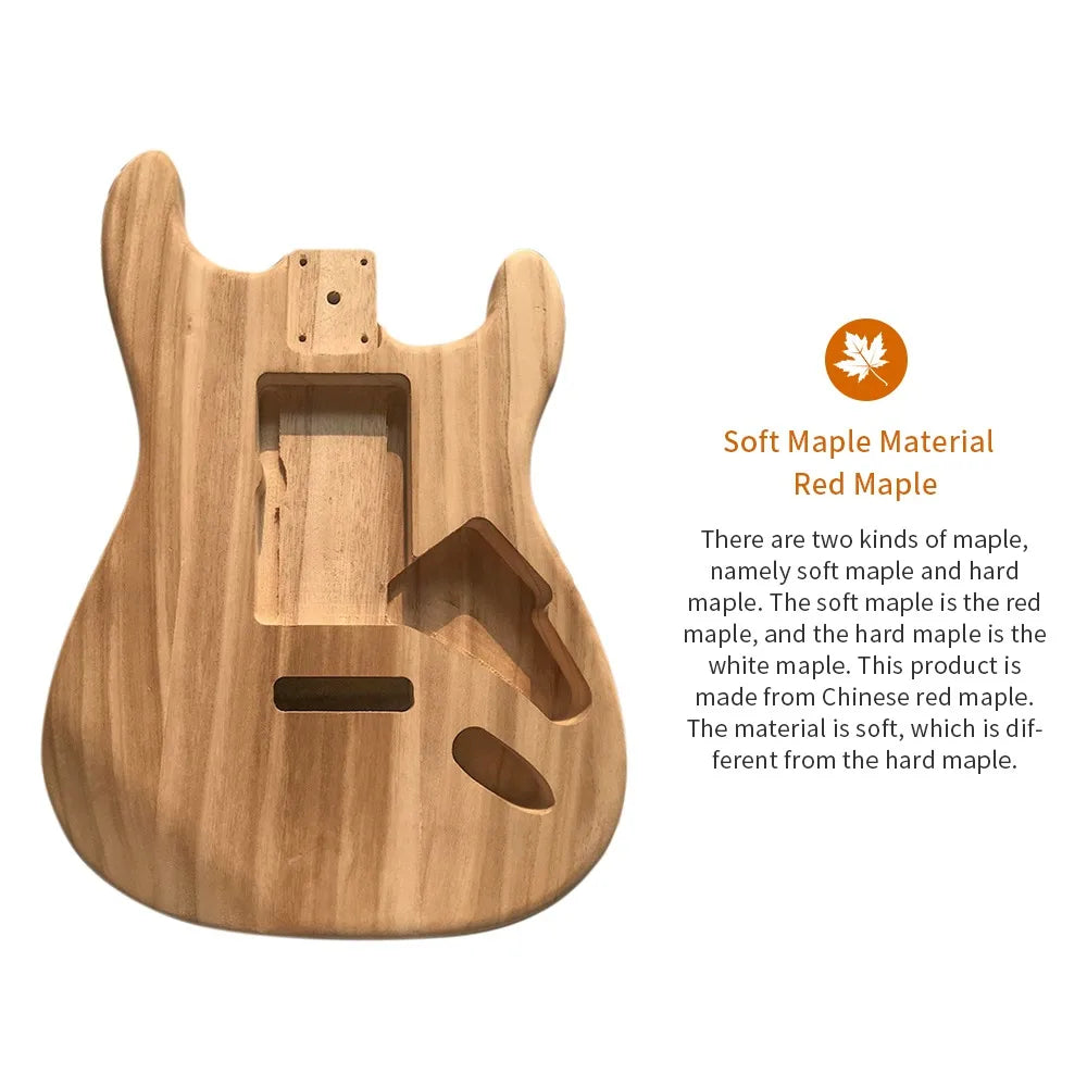 Polished Wood Type Unfinished Electric Maple Guitar Body