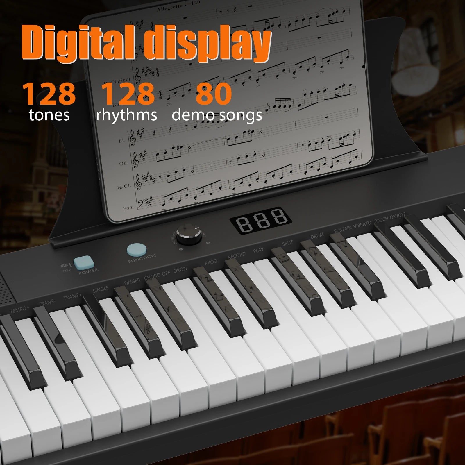 61 Key Keyboard with Stand, Piano Bench + More