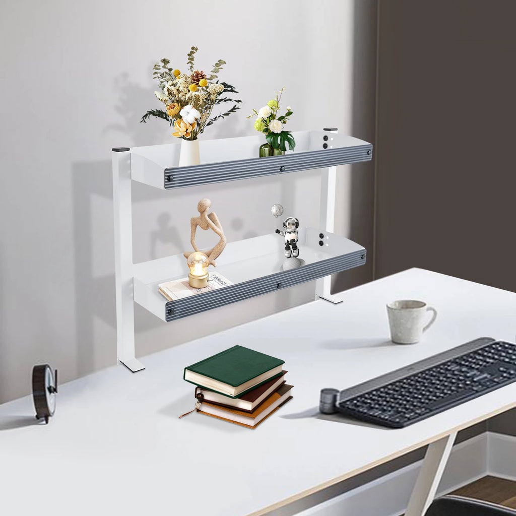 2-tier Clamp-on Desk Shelf Storage Display