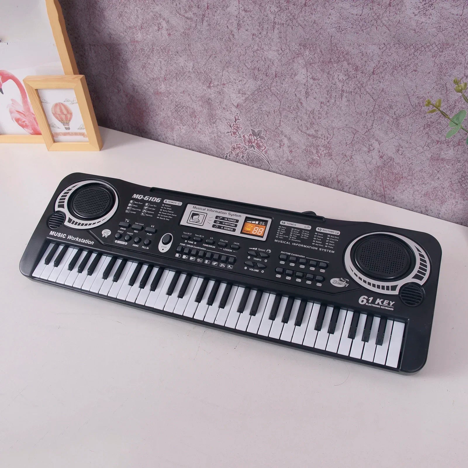 61 Keys Black Digital Music Electronic Keyboard