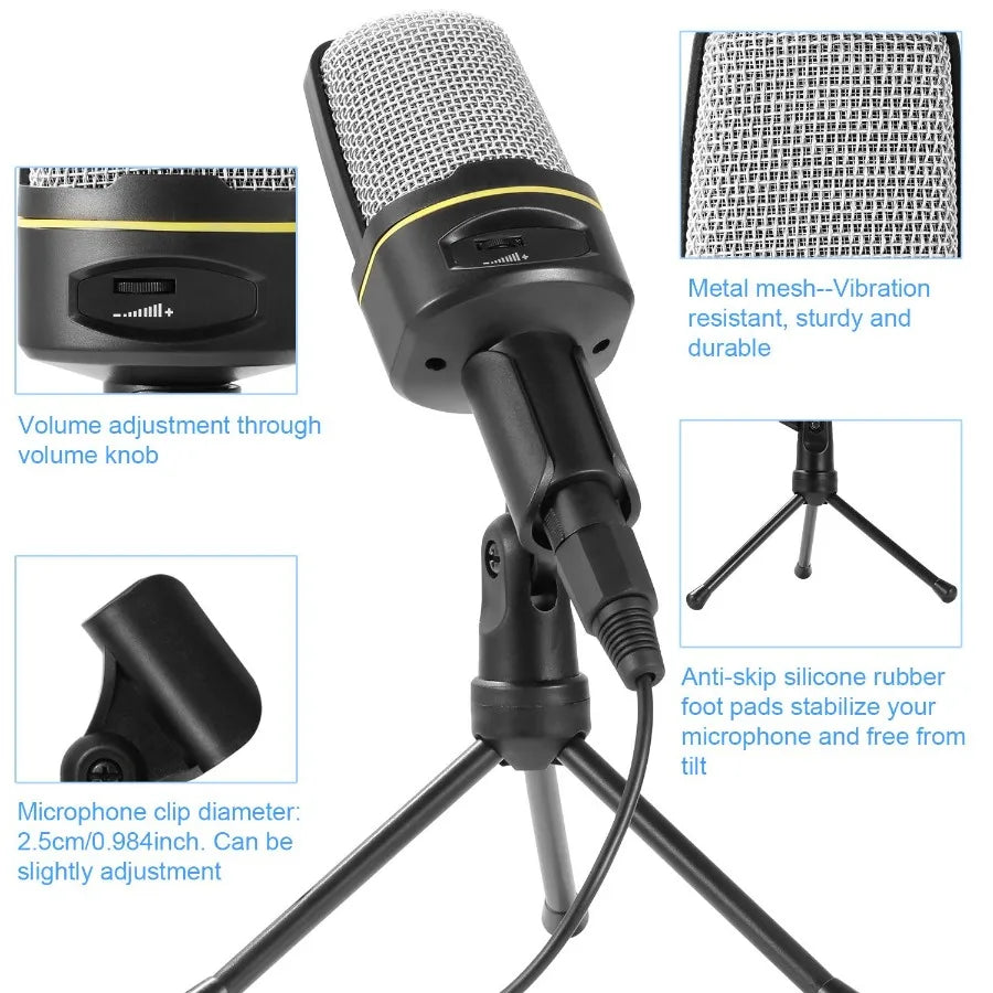 Pro Condenser Microphone with Tripod Stand (desktop)