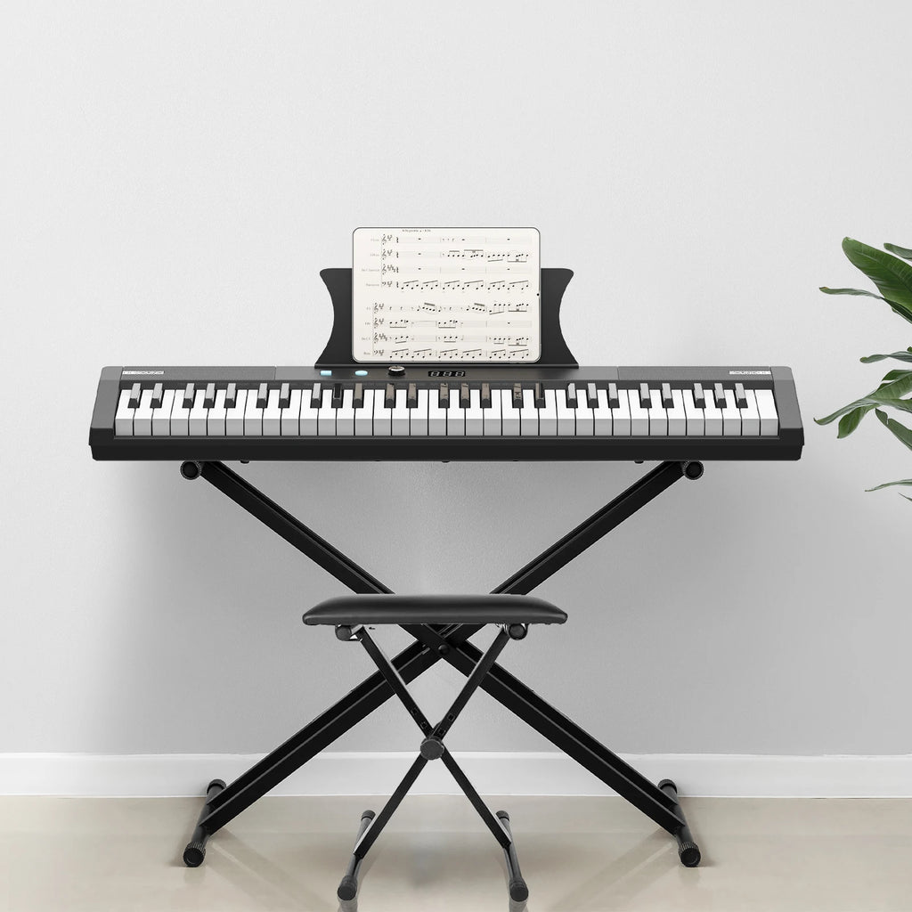 61 Key Keyboard with Stand, Piano Bench + More