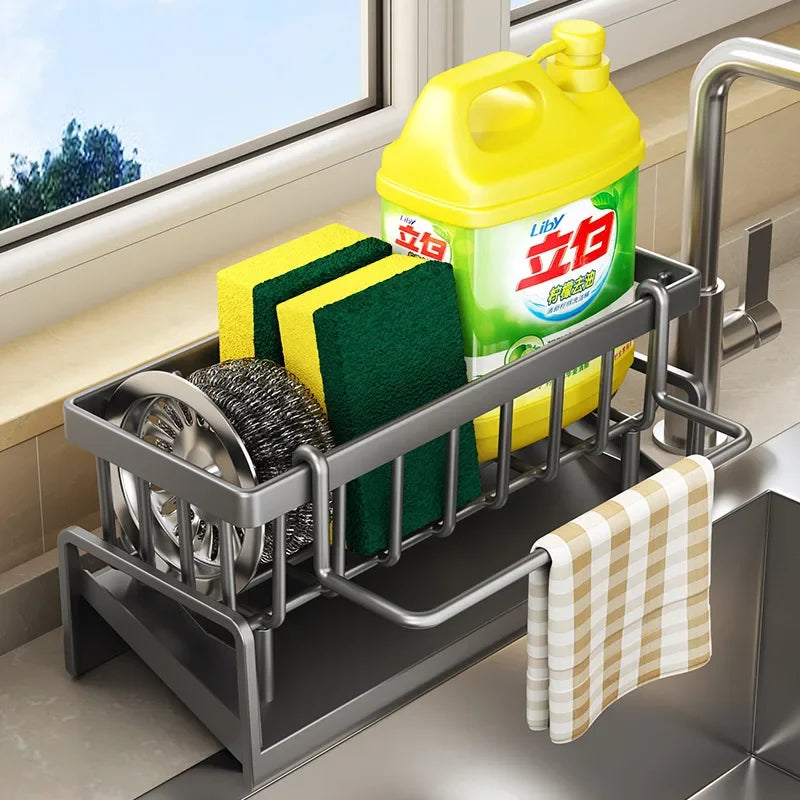 Kitchen Rack Self-Draining Shelf Soap Sponge storage