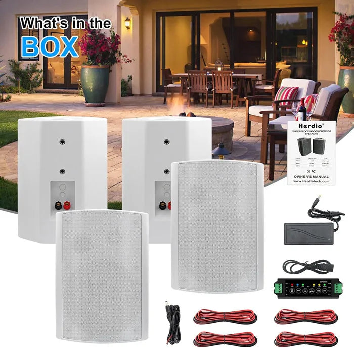 Herdio 4PCS 6.5‘’ 800W Outdoor Bluetooth Speakers Waterproof