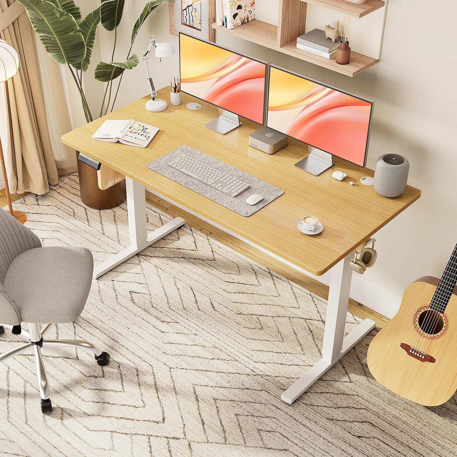 JHK Electric Stand Up Sit Stand Computer Workstation
