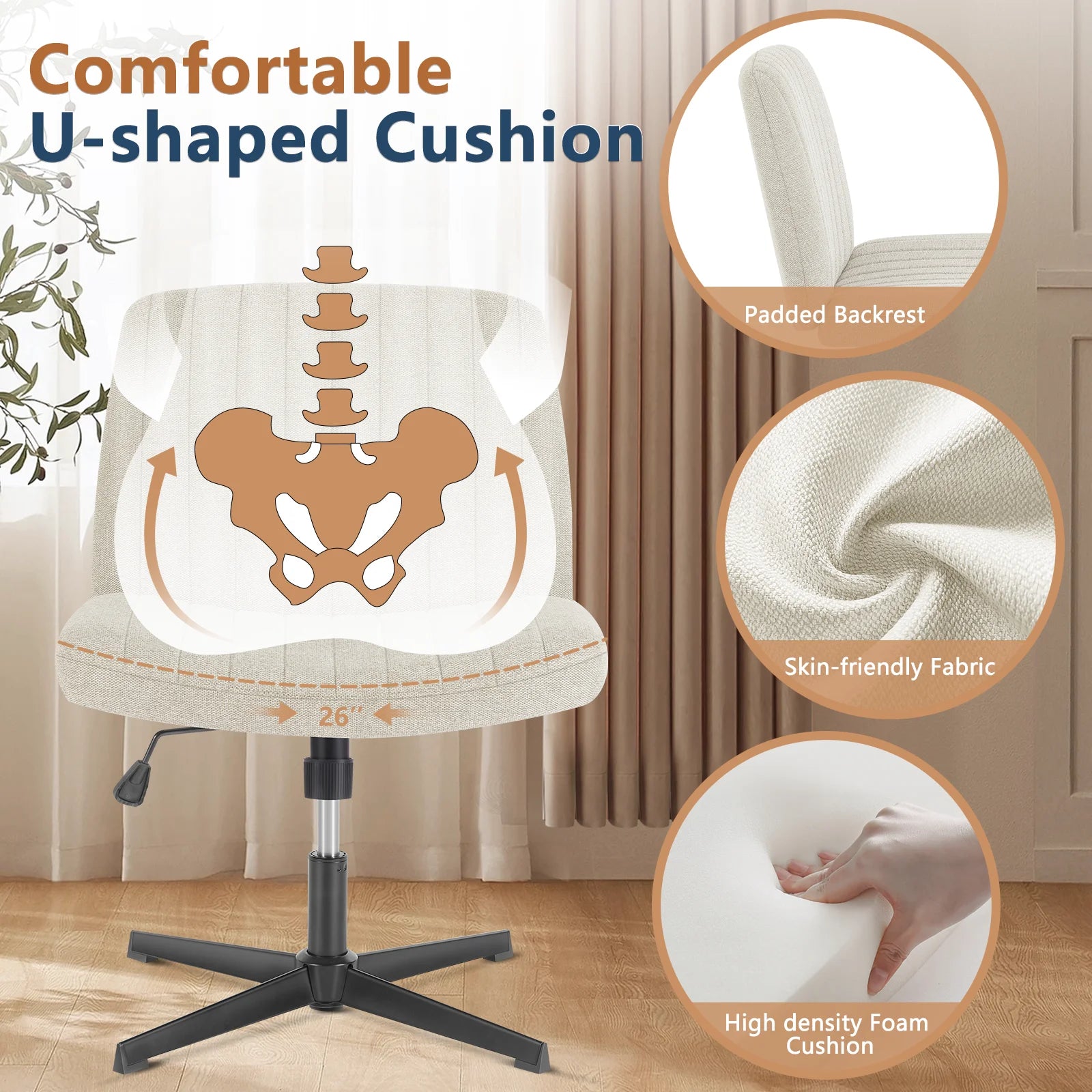 JHK Cross Legged Office Living Room Rocking Chair