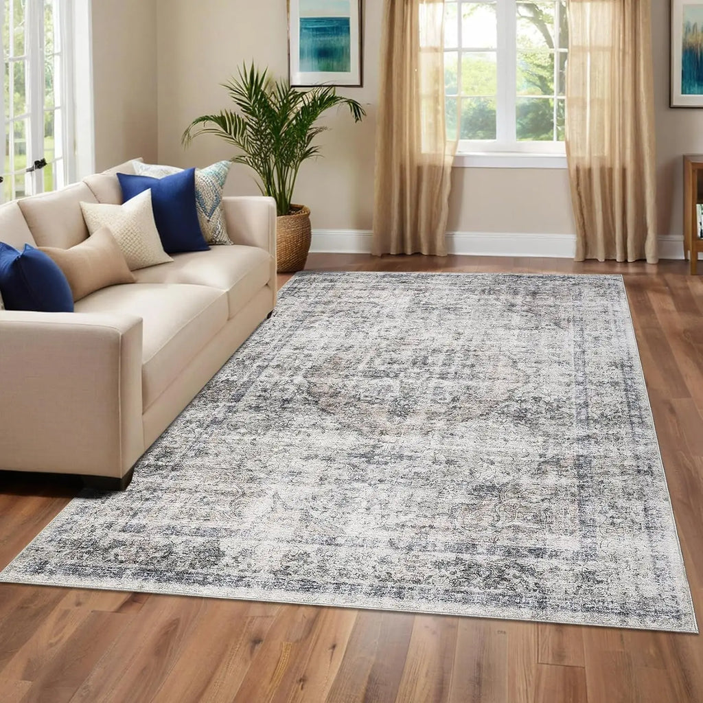 Washable Area Rug Stain-Resistant Non-Slip Backing