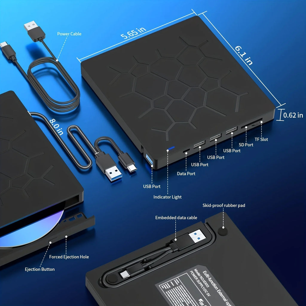 External Drive And 7 IN 1 3.0 Portable DVD Player