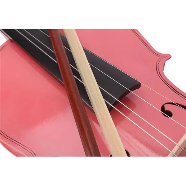 New 1/8 Acoustic Violin Case Bow Rosin Pink
