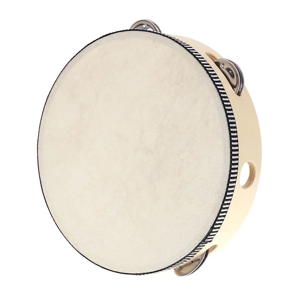 8 Inch Handheld Tambourine with Metal Jingles