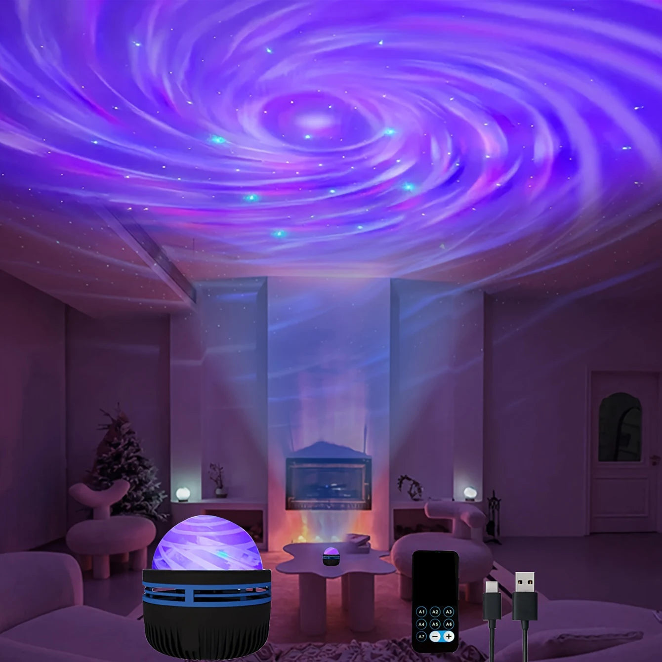 LED Galaxy Projection Light, 2-in-1 Northern Light Projector