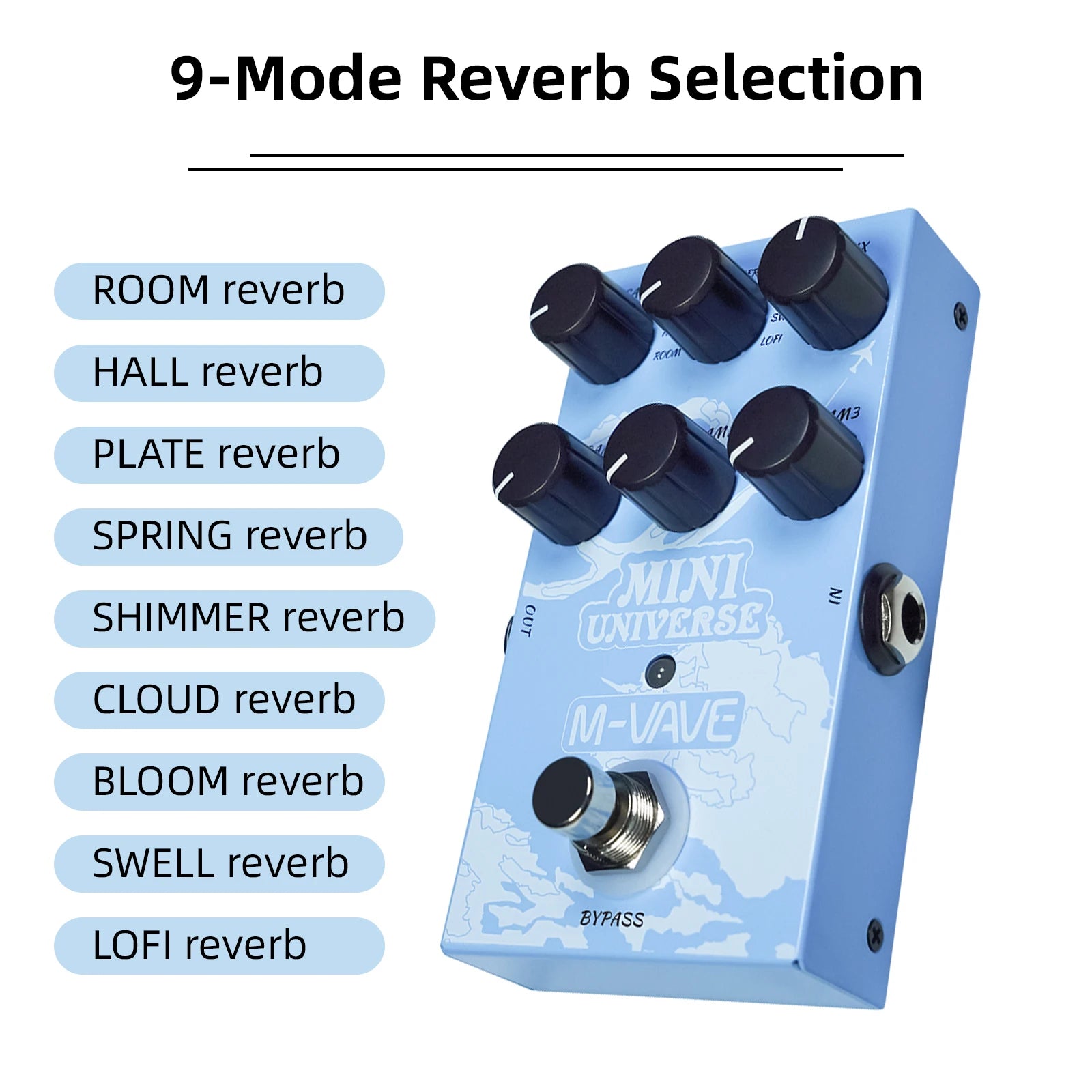 M-vave Mini Universe Digital Pedal 9 Reverb Effects