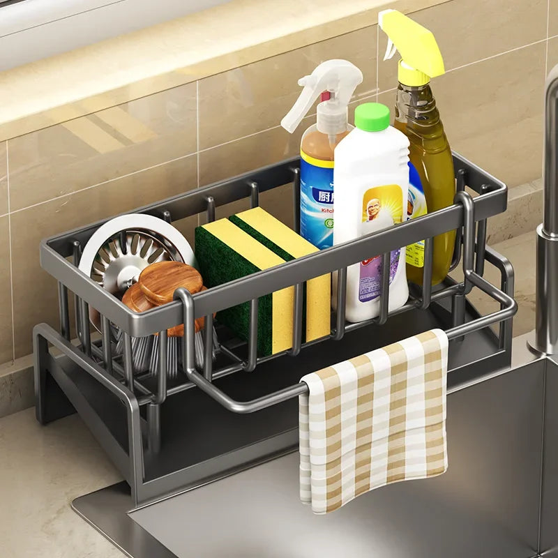 Kitchen Rack Self-Draining Shelf Soap Sponge storage