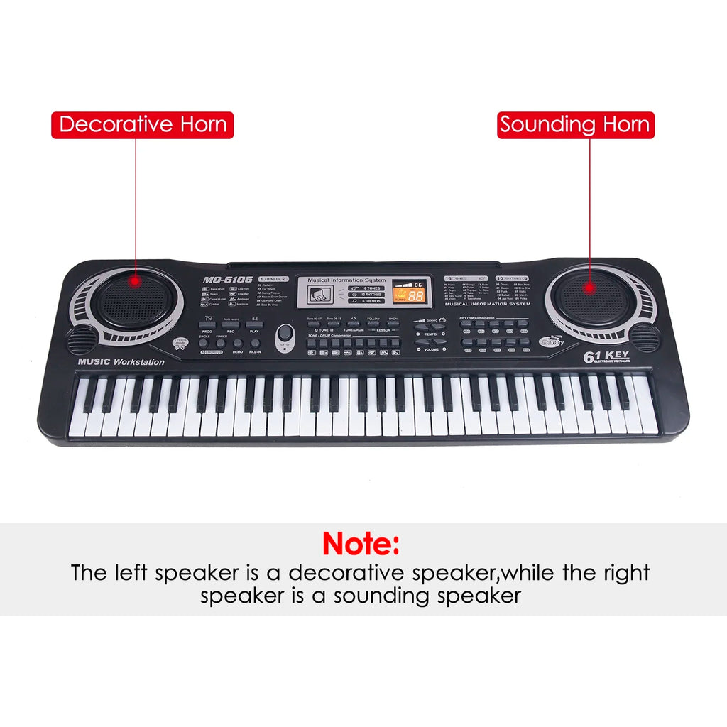 61 Keys Black Digital Music Electronic Keyboard