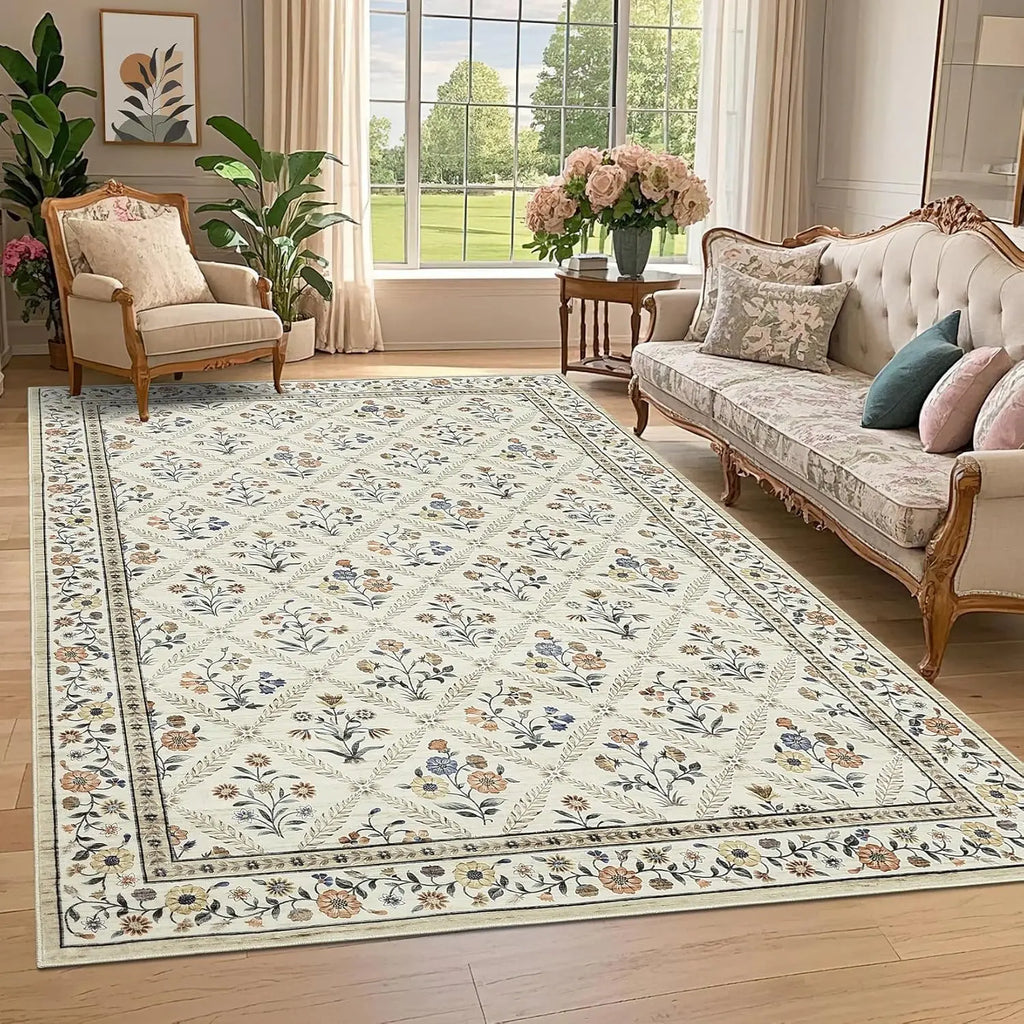 Washable Area Rugs Soft Low-Pile Non-Slip Carpet