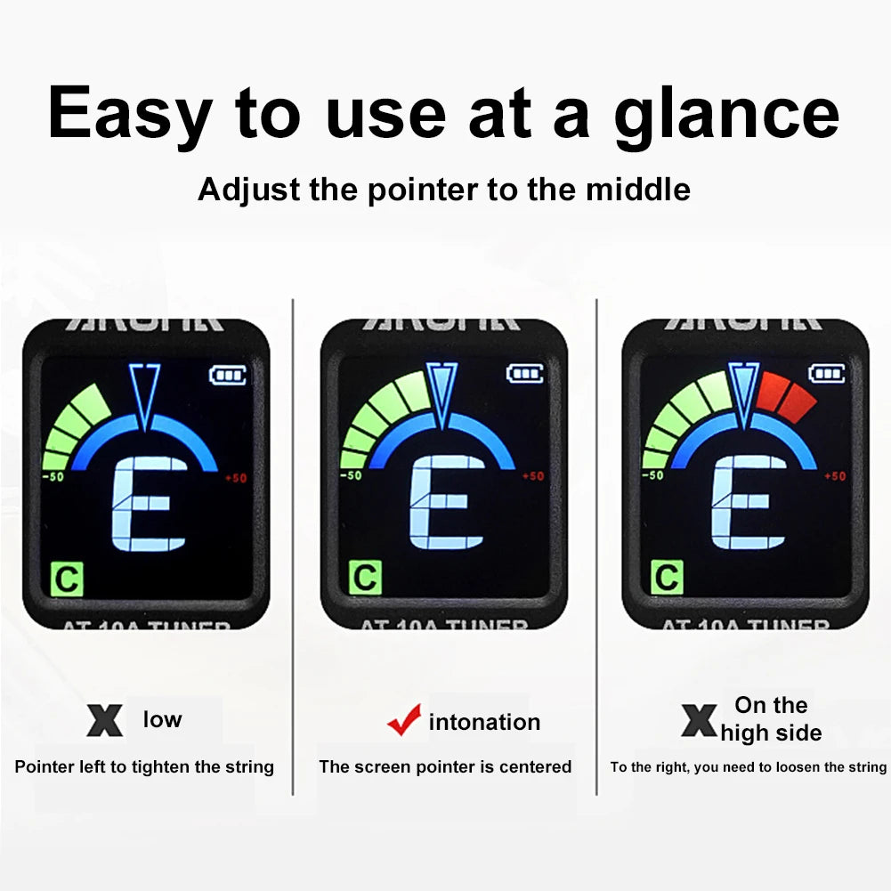 Digital Electronic Tuner Foldable Rotatable Rechargeable